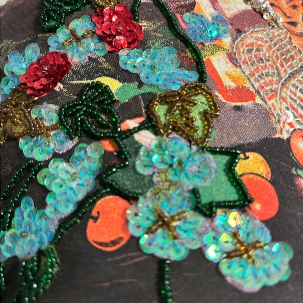 Artistic Multicolor Tote Bag Sequins Beaded Colorful - Picture 8 of 16